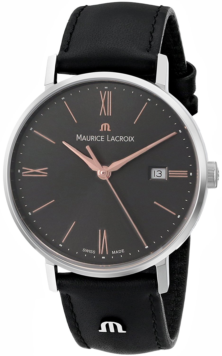 Maurice Lacroix Watches : EL1084-SS001-811 Quartz Analog Date Black Leather Women Watch