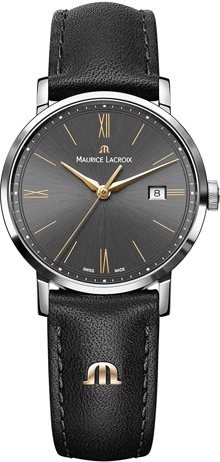 Maurice Lacroix Watches : EL1084-SS001-813-1 Quartz Analog Date Black Leather Women Watch