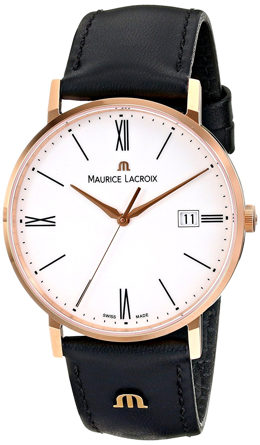 Maurice Lacroix Watches : EL1087-PVP01-110 Quartz Analog Date Black Leather Men Watch
