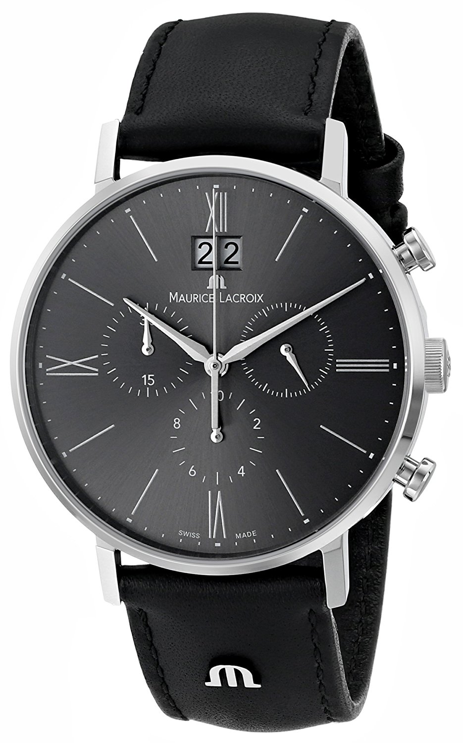 Maurice Lacroix Watches : EL1088-SS001-810 Quartz Chronograph Date Black Leather Men Watch