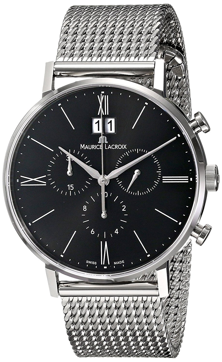 Maurice Lacroix Watches : EL1088-SS002-310 Black Dial Stainless Steel Band Men Watch