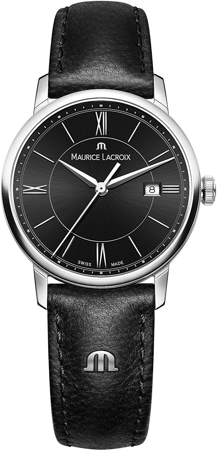 Maurice Lacroix Watches : EL1094-SS001-310-1 Black Dial Leather Men Watch