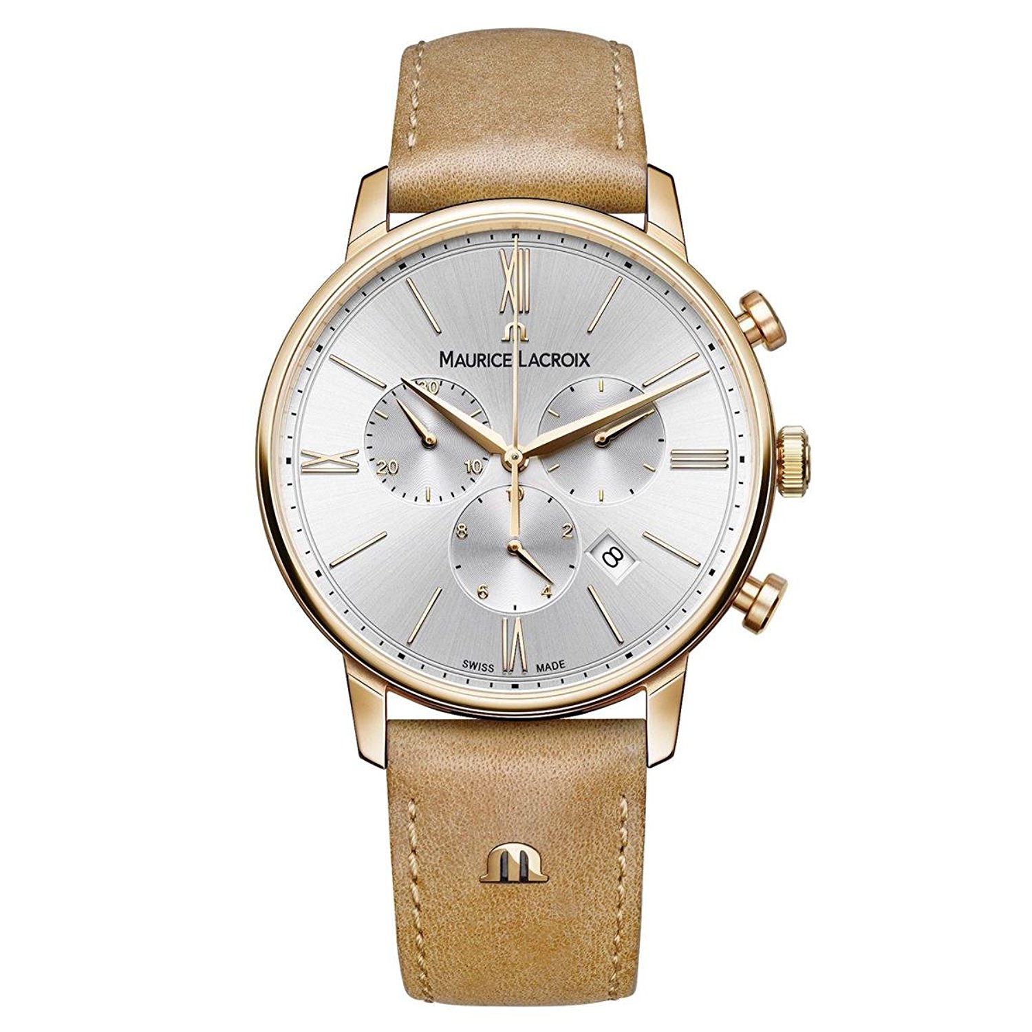 Maurice Lacroix Watches : EL1098-PVP01-111-2 Quartz Chronograph Date Brown Leather Men Watch