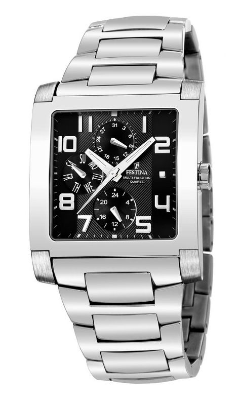 Festina Watches : F16234/f Quartz Multifunction Black Dial Day Date Stainless Steel Men Watch