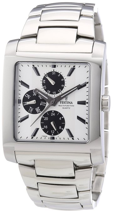 Festina Watches : F16234/g Quartz Multifunction White Dial Day Date Stainless Steel Men Watch