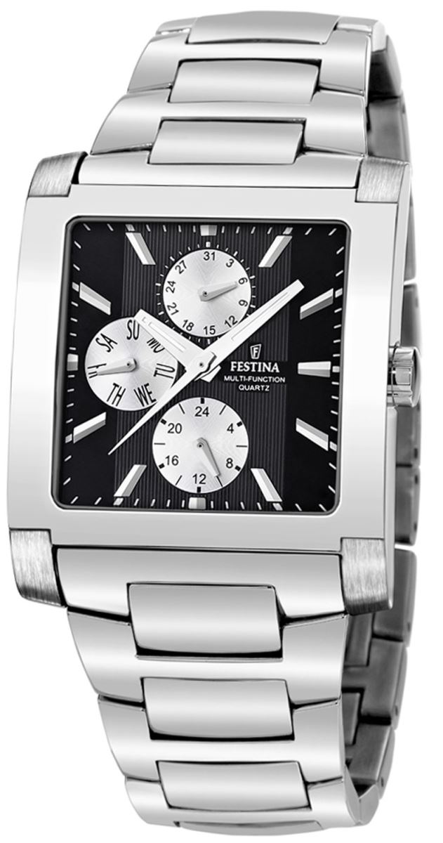 Festina Watches : F16234/h Quartz Multifunction Black Dial Day Date Stainless Steel Men Watch