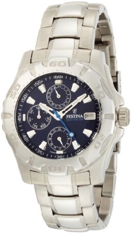 Festina Watches : F16242/A Quartz Multifunction Dark Blue Dial Full Calendar Stainless Steel Men Watch