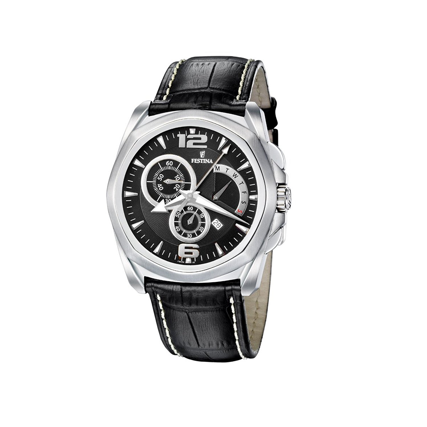 Festina Watches : F16354/3 Quartz Chronograph Day Date Black Leather Men Watch