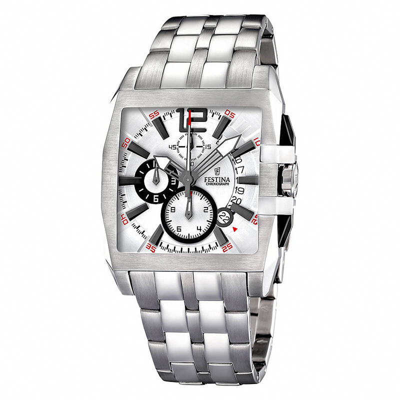 Festina Watches : F16393/1 Quartz Chronograph Silver Dial Date Stainless Steel Men Watch