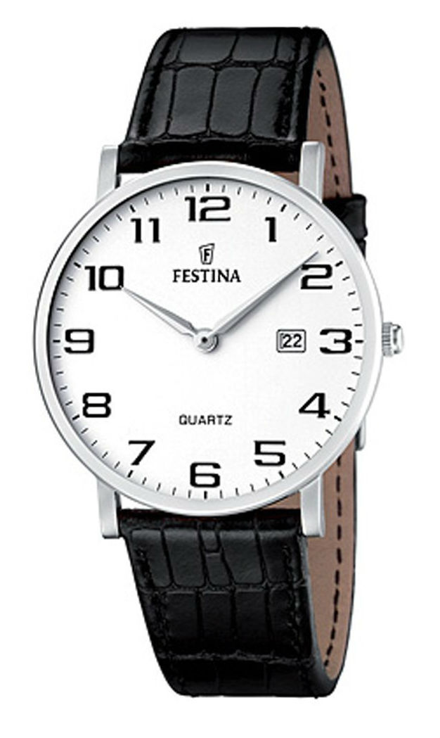 Festina Watches : F16476/1 Quartz White Date Dial Leather Men Watch
