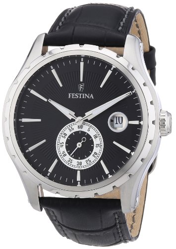 Festina Watches : F16486/8 Quartz Black Dial Date Leather Men Watch