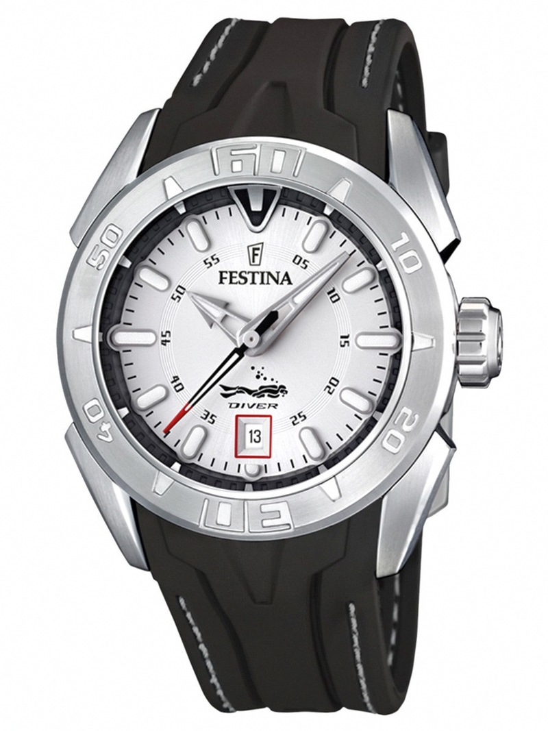 Festina Watches : F16505/7 Quartz Diver White Dial Date Rubber Men Watch