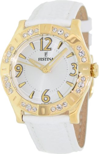 Festina Watches : F16580/1 Quartz White Dial Date Leather Women Watch