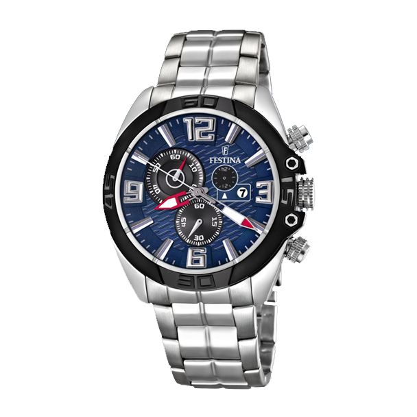 Festina Watches : F16583/3 Quartz Chronograph Blue Dial Date Stainless Steel Men Watch