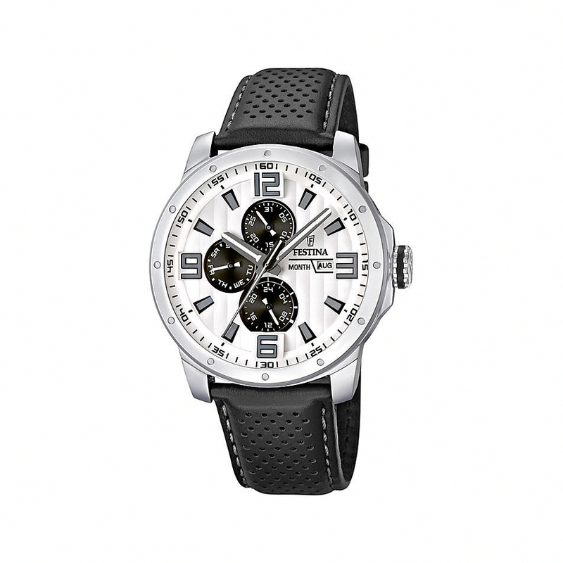 Festina Watches : F16585/5 Quartz Full Calendar Black Leather Men Watch