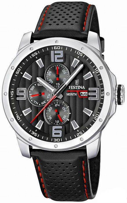 Festina Watches : F16585/8 Quartz Full Calendar Black Leather Men Watch