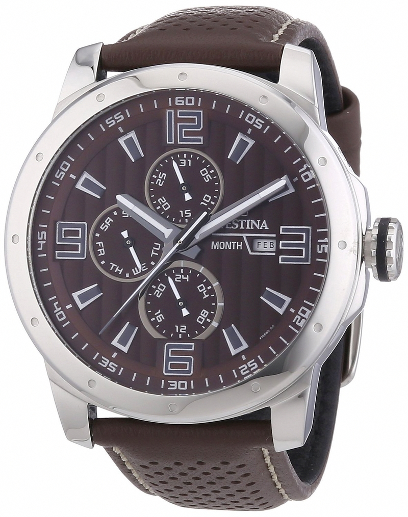Festina Watches : F16585/A Quartz Full Calendar Brown Leather Men Watch