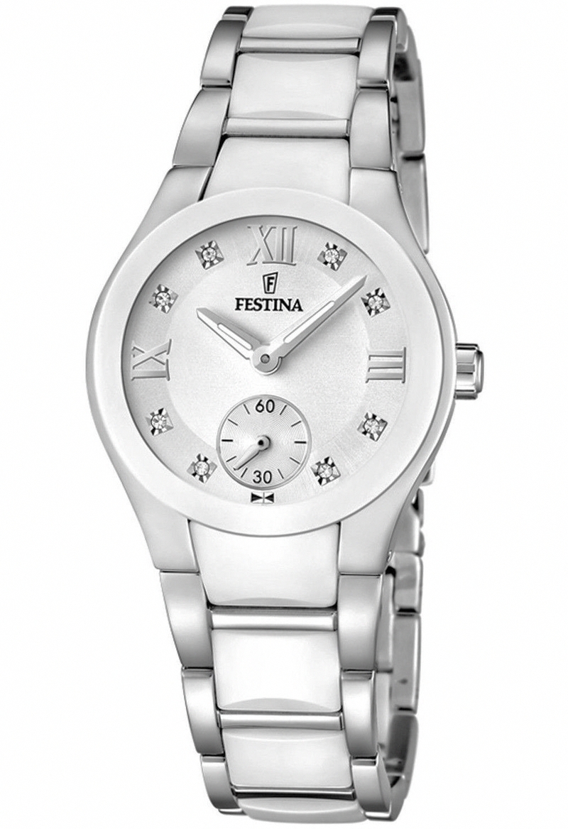 Festina Watches : F16588/2 Quartz Analog White Dial Stainless Steel and Ceramic Women Watch