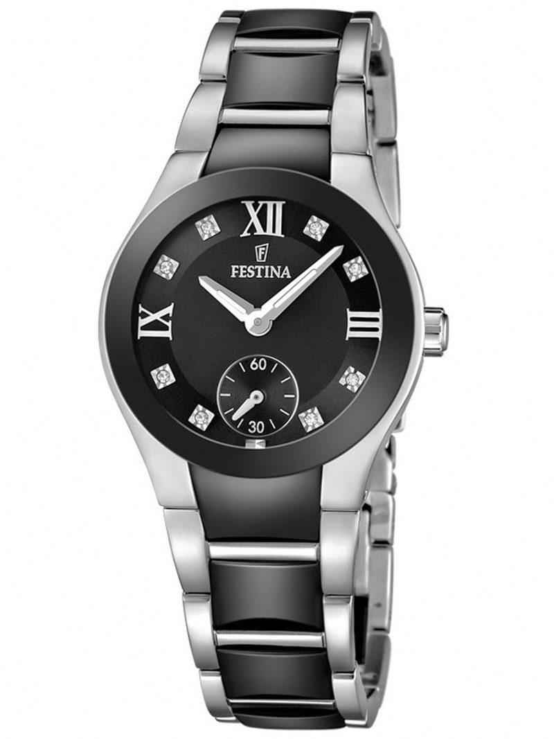 Festina Watches : F16588/3 Quartz Analog Black Dial Stainless Steel and Ceramic Women Watch