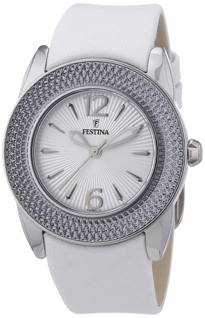 Festina Watches : F16592/1 Quartz Analog White Dial Leather Women Watch