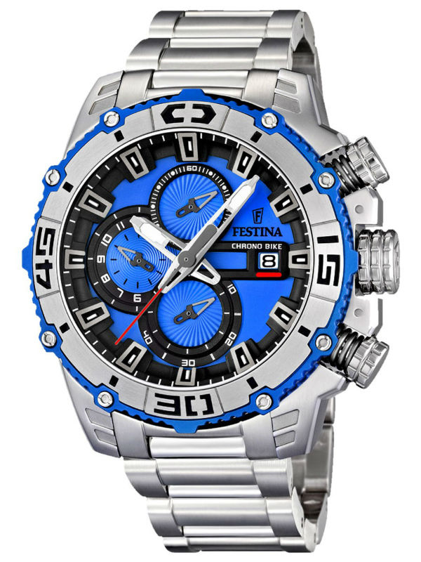 Festina Watches : F16599/4 Quartz Chronograph Blue Dial Date Stainless Steel Men Watch