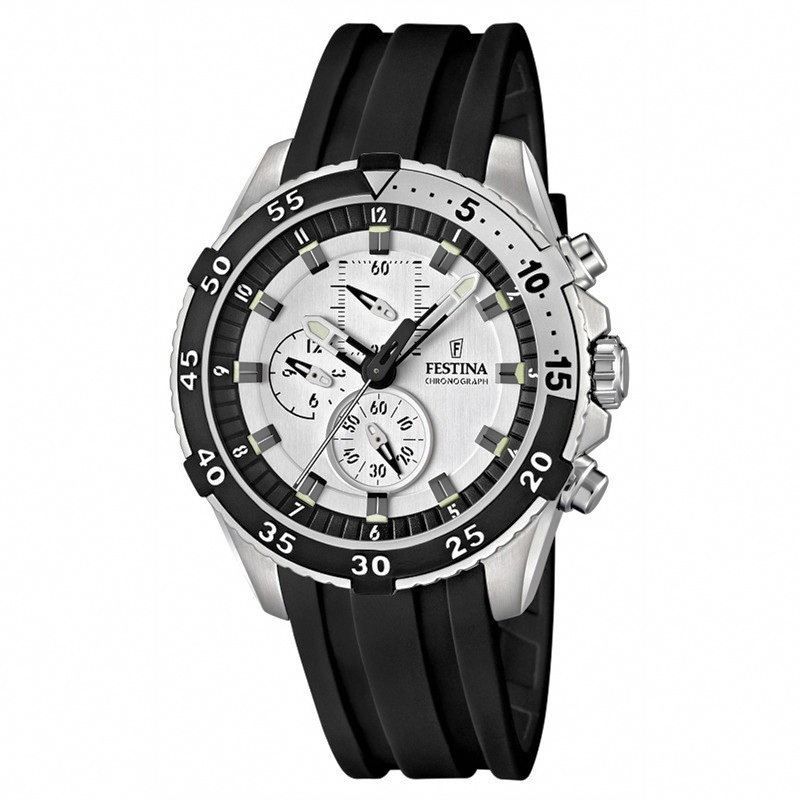 Festina Watches : F16604/1 Quartz Chronograph White Dial Rubber Men Watch