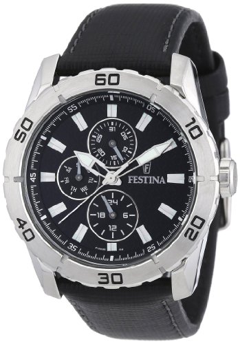 Festina Watches : F16607/2 Quartz Black Dial Day Date Leather Men Watch