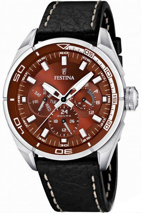 Festina Watches : F16609/2 Quartz Brown Dial Day Date Leather Men Watch