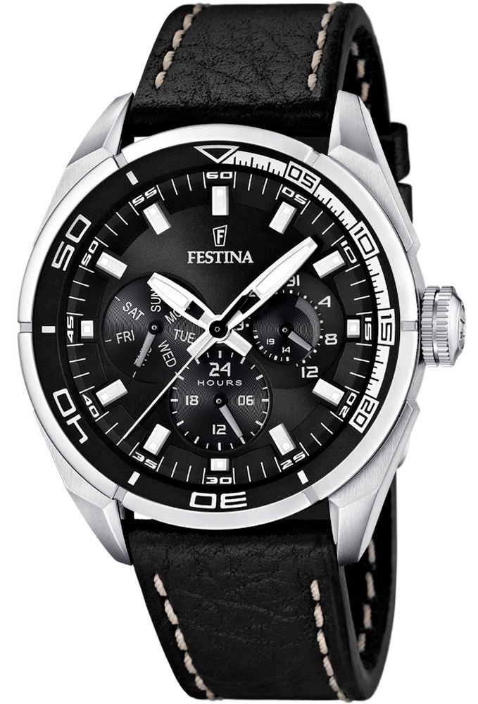 Festina Watches : F16609/4 Quartz Day Date Black Dial Leather Men Watch