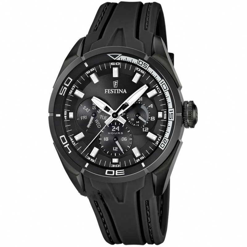 Festina Watches : F16610/4 Quartz Day Date Black Dial Rubber Strap Men Watch