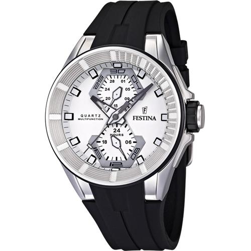 Festina Watches : F16611/1 Quartz Multifunction White Dial Date Rubber Men Watch
