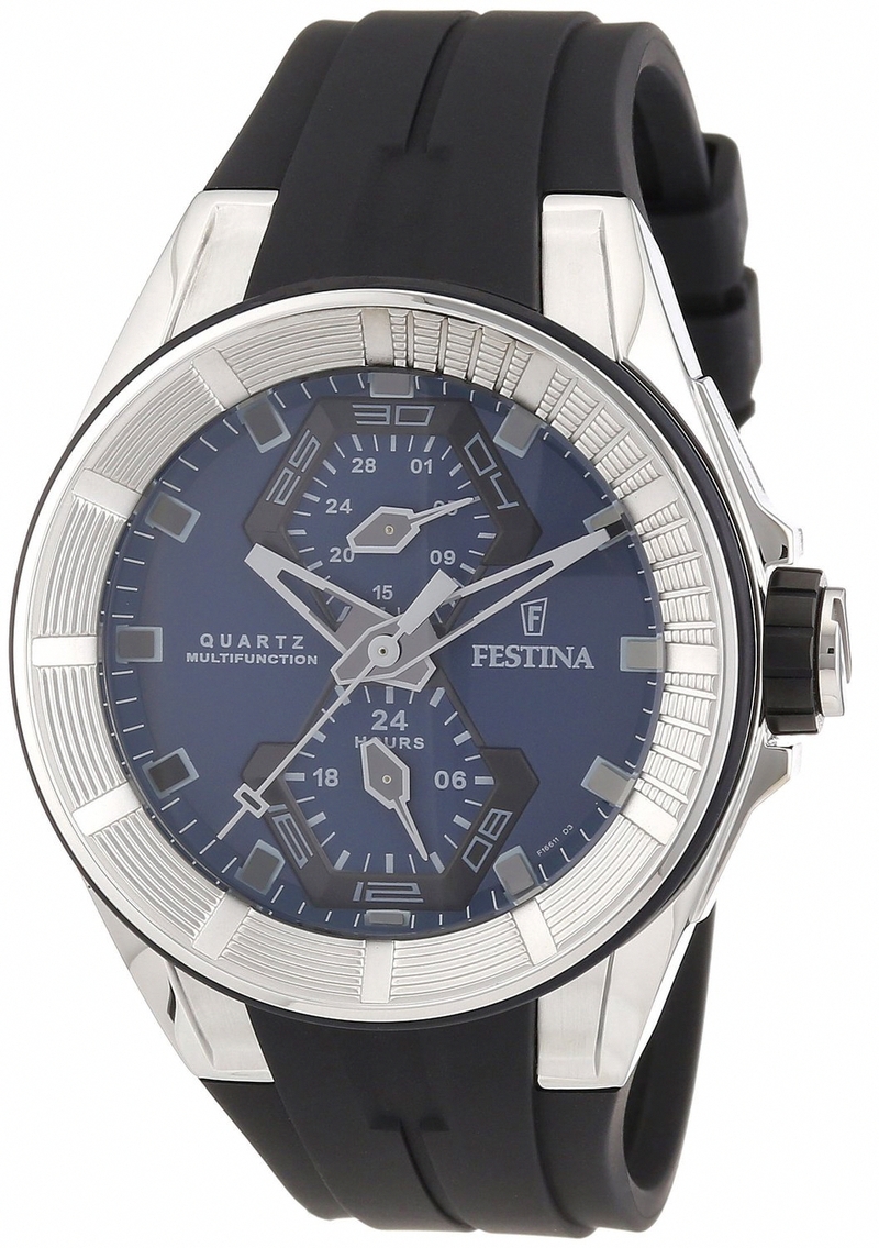 Festina Watches : F16611/3 Quartz Multifunction Blue Dial Date Rubber Men Watch