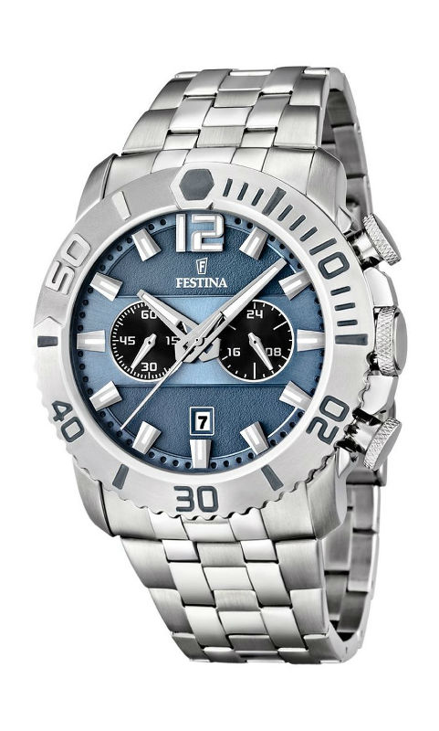 Festina Watches : F16613/2 Quartz Chronograph Blue Dial Date Stainless Steel Men Watch