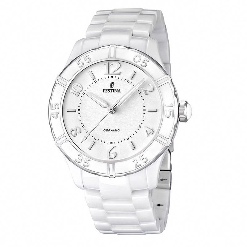 Festina Watches : F16621/1 Quartz Analog White Dial Ceramic Women Watch
