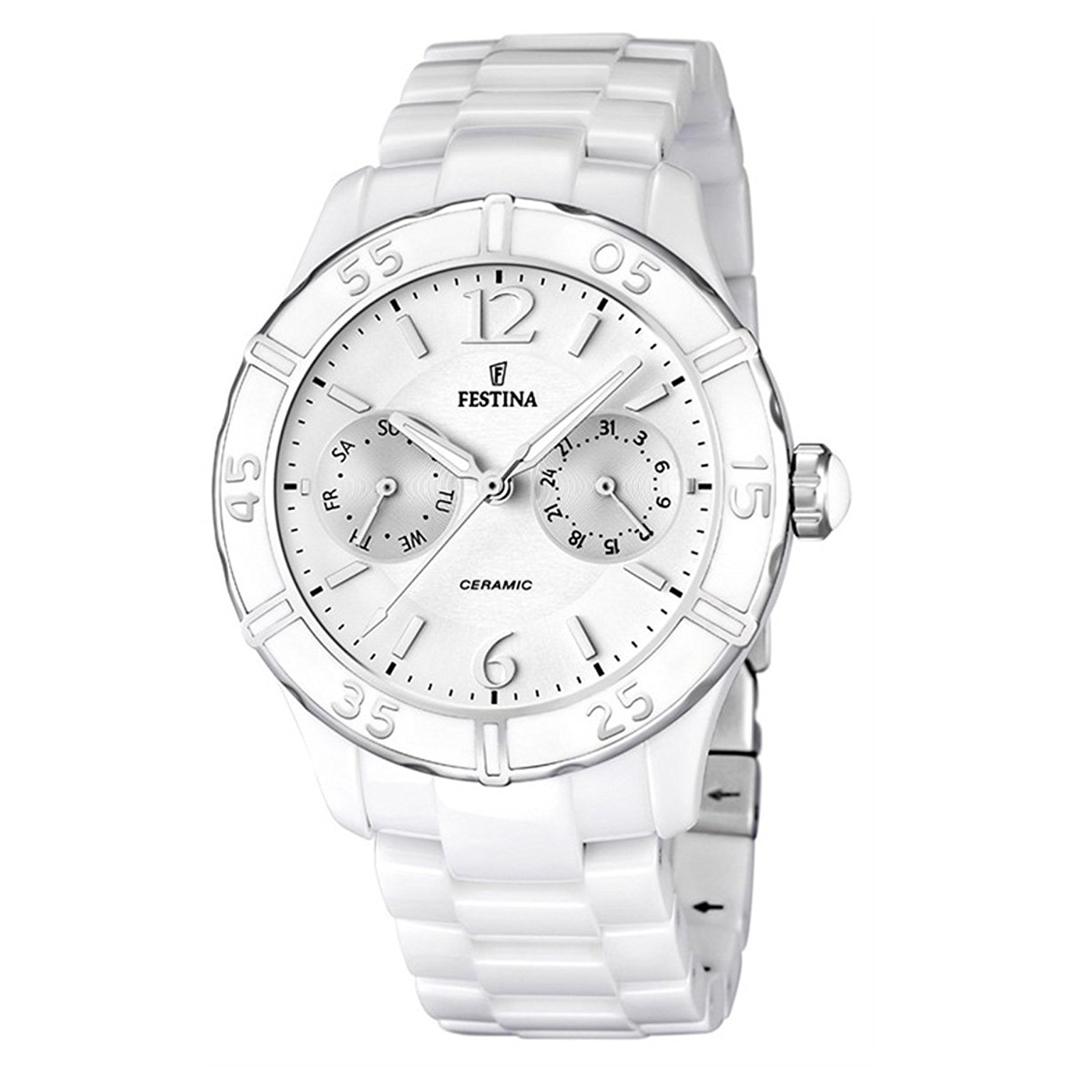 Festina Watches : F16622/1 White Dial Ceramic Band Women Watch
