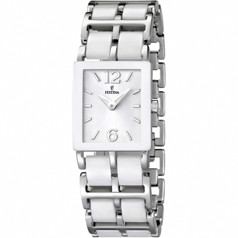 Festina Watches : F16625/1 Quartz Analog White Dial Stainless Steel and Ceramic Women Watch