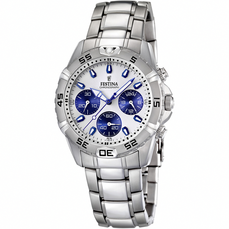 Festina Watches : F16635/1 Quartz Chronograph Silver Dial Stainless Steel Men Watch