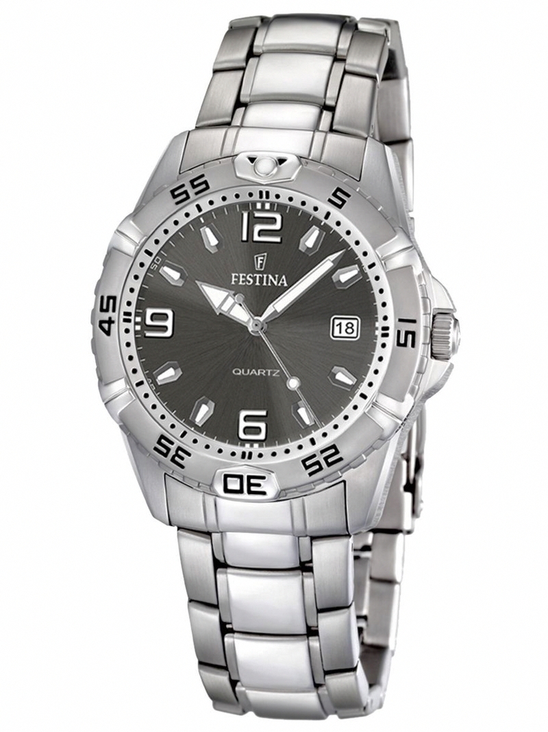 Festina Watches : F16636/2 Quartz Gray Dial Date Stainless Steel Men Watch