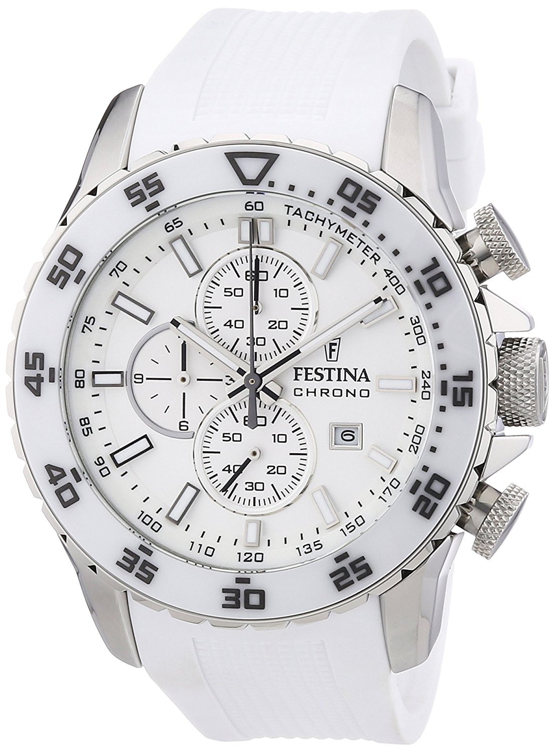 Festina Watches : F16642/1 White Dial Stopwatch Luminescent Hands Men Watch