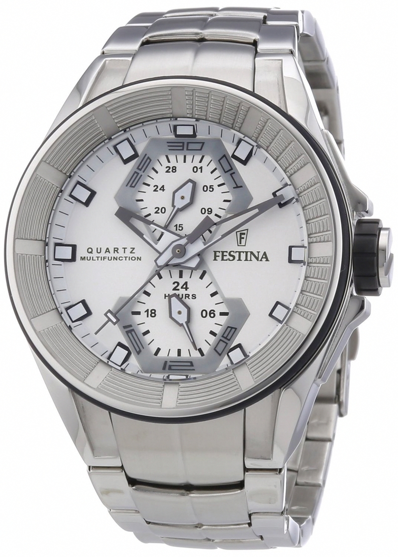 Festina Watches : F16652/1 Quartz Multifunction White Dial Date Stainless Steel Men Watch