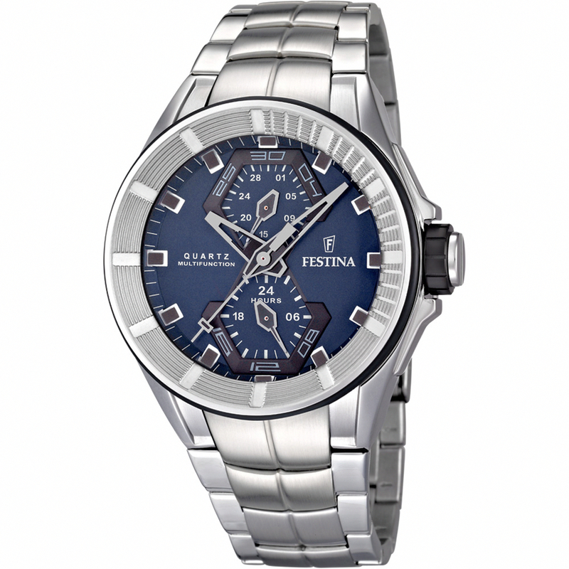 Festina Watches : F16652/3 Quartz Multifunction Blue Dial Date Stainless Steel Men Watch