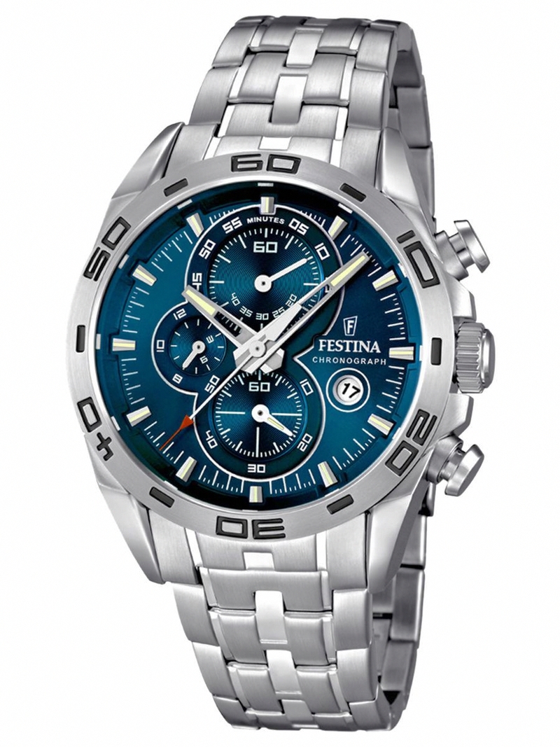Festina Watches : F16654/2 Quartz Chronograph Blue Dial Date Stainless Steel Men Watch