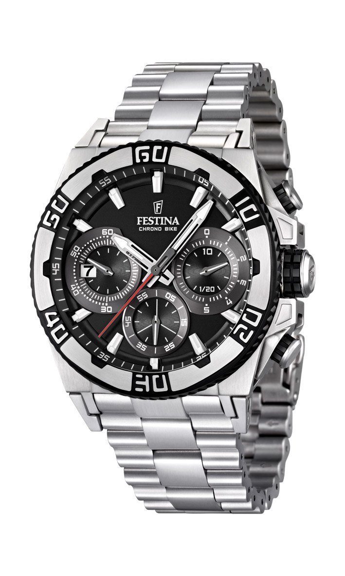 Festina Watches : F16658/5 Quartz Chronograph Date Black Dial Stainless Steel Men Watch