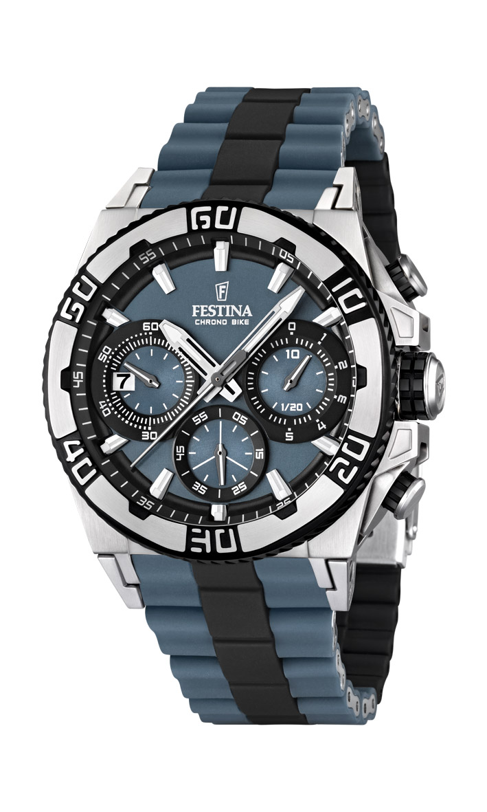 Festina Watches : F16659/3 Quartz Chronograph Date Blue Dial Rubber Strap Men Watch