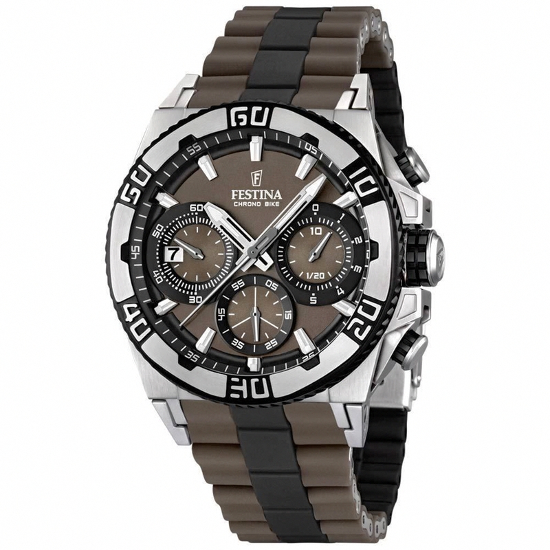 Festina Watches : F16659/4 Quartz Chronograph Date Brown Dial Rubber Strap Men Watch