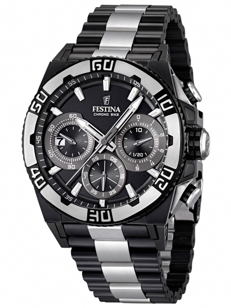 Festina Watches : F16660/1 Quartz Black Dial Chronograph Date Rubber Strap Men Watch