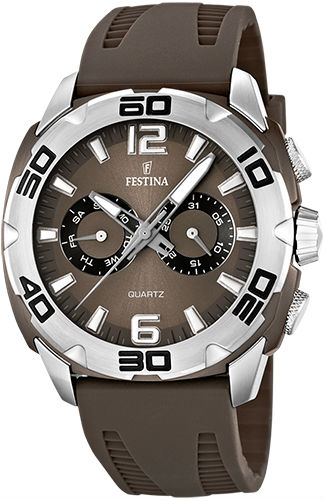 Festina Watches : F16665/4 Quartz Brown Dial Day Date Silicone Men Watch