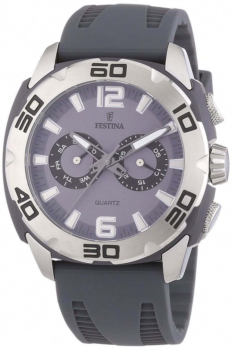 Festina Watches : F16665/5 Quartz Gray Dial Day Date Silicone Men Watch