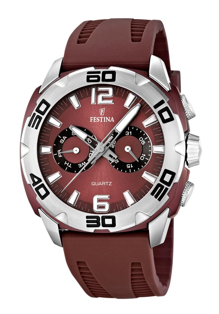 Festina Watches : F16665/7 Quartz Brown Dial Day Date Silicone Men Watch