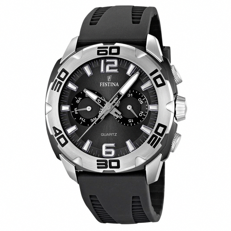Festina Watches : F16665/8 Quartz Black Dial Day Date Silicone Men Watch